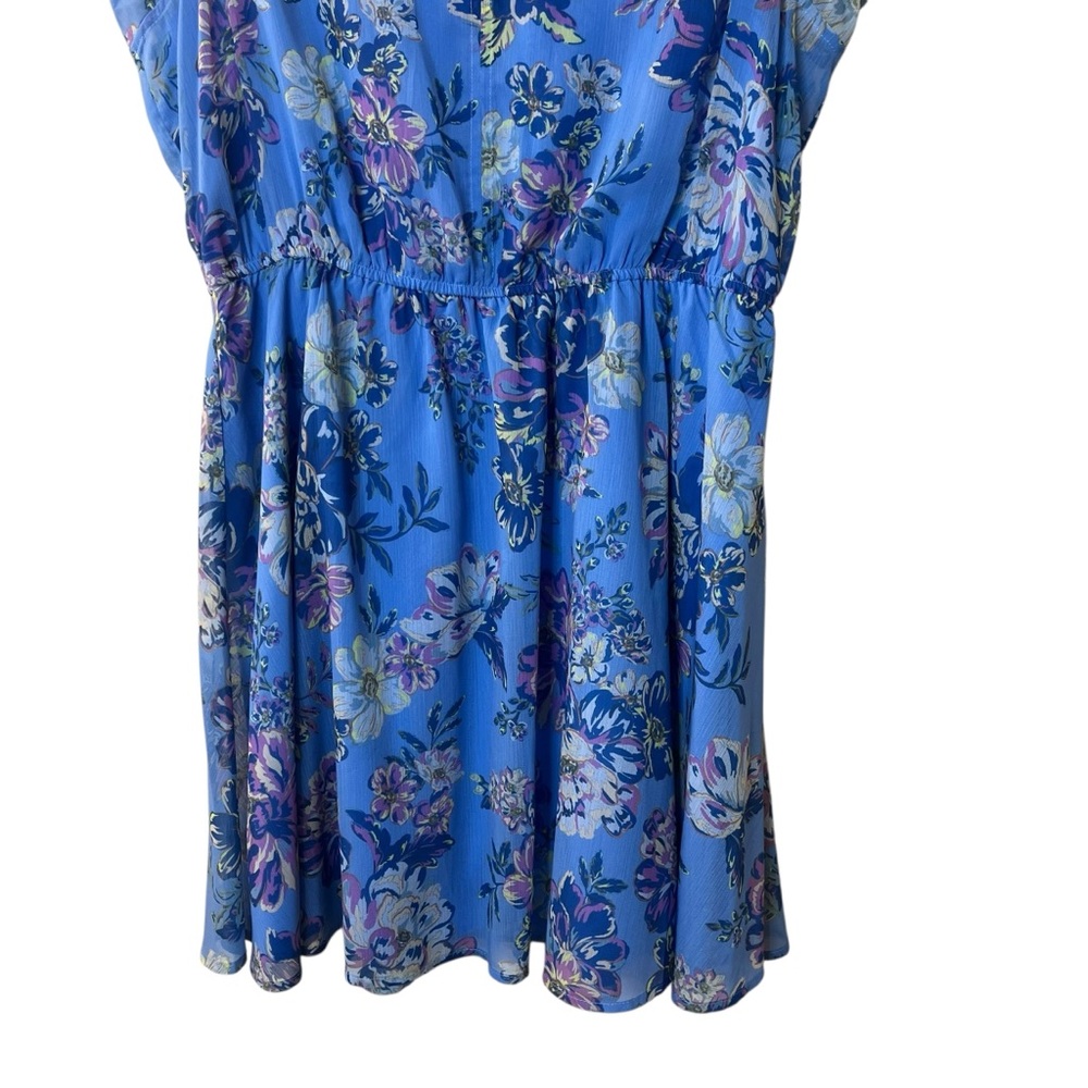 Steve Madden Allie Floral Blue Dress Sz L - Picture 4 of 11